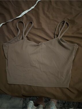 Seamless Double-Strap Cropped Tanki Top - sports bra in brown